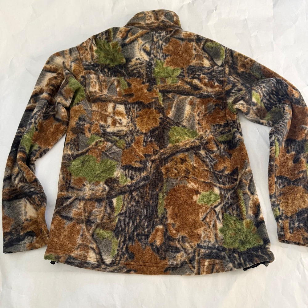 Cabelas VTG Outdoor Gear Camo Fleece Leaf Full Zip Jacket Mens Hiking Hunting S
